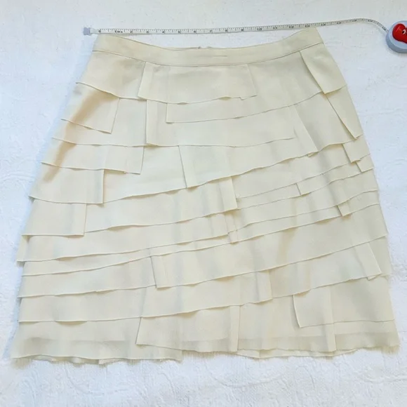 Forever 21 Cream Ruffle Mini Skirt Size L  Y2K Wester Chic Cottagecore Coquette - Picture 13 of 16